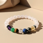 Natural Rose Quartz 7 Chakra Bracelet