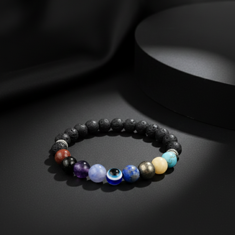 Natural 9 Planets Matt Bracelet