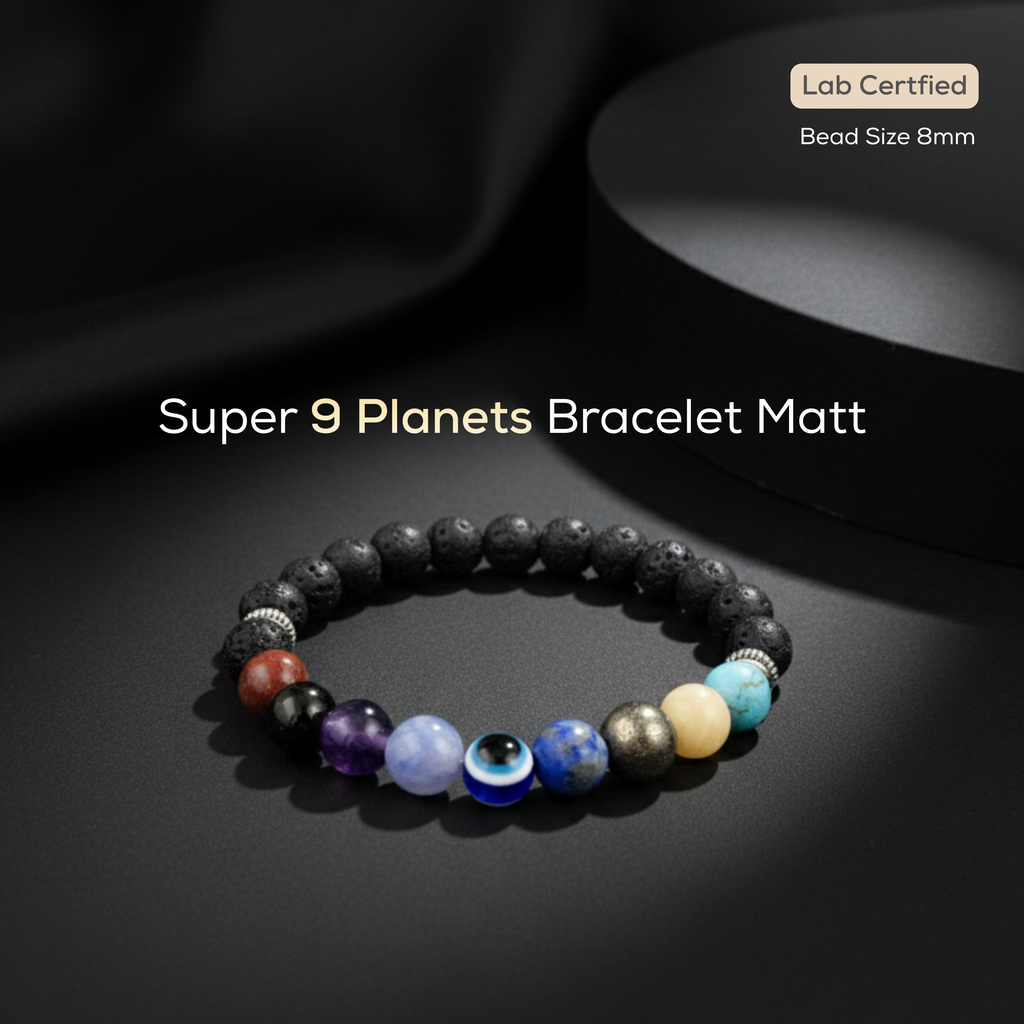 Natural 9 Planets Matt Bracelet