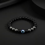 Natural Hematite Evil Eye Bracelet