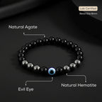 Natural Hematite Evil Eye Bracelet