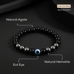 Natural Hematite Evil Eye Bracelet