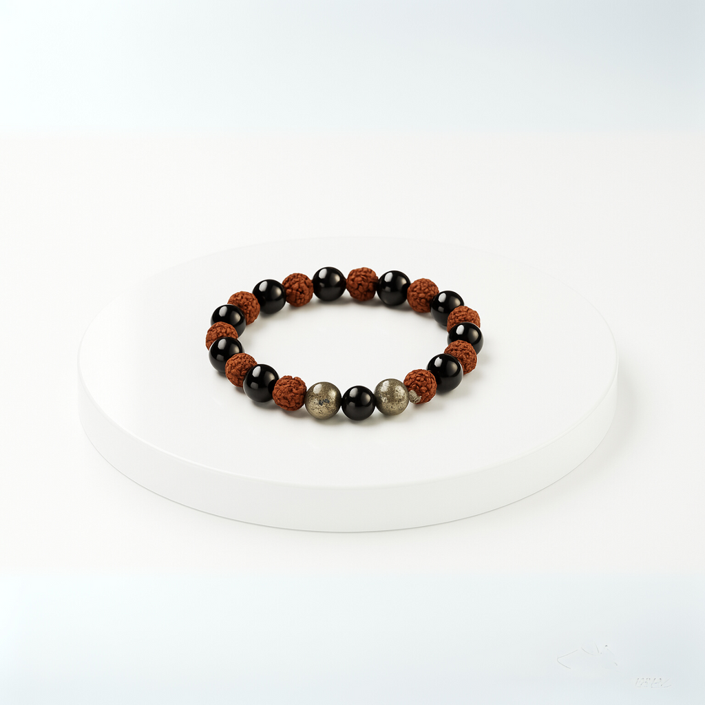 Om Rudraksha & Pyrite Spiritual Protection Bracelet