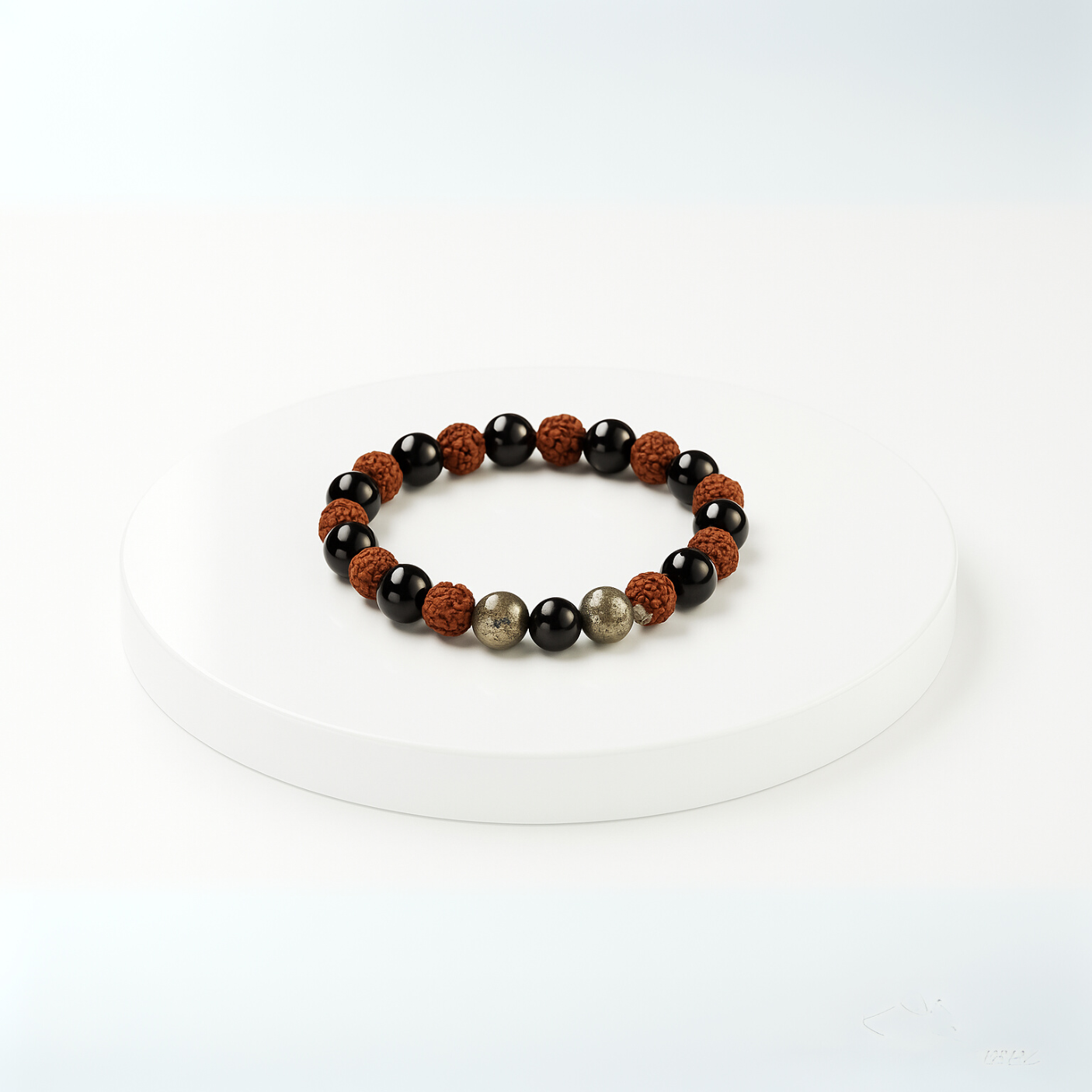 Om Rudraksha & Pyrite Spiritual Protection Bracelet
