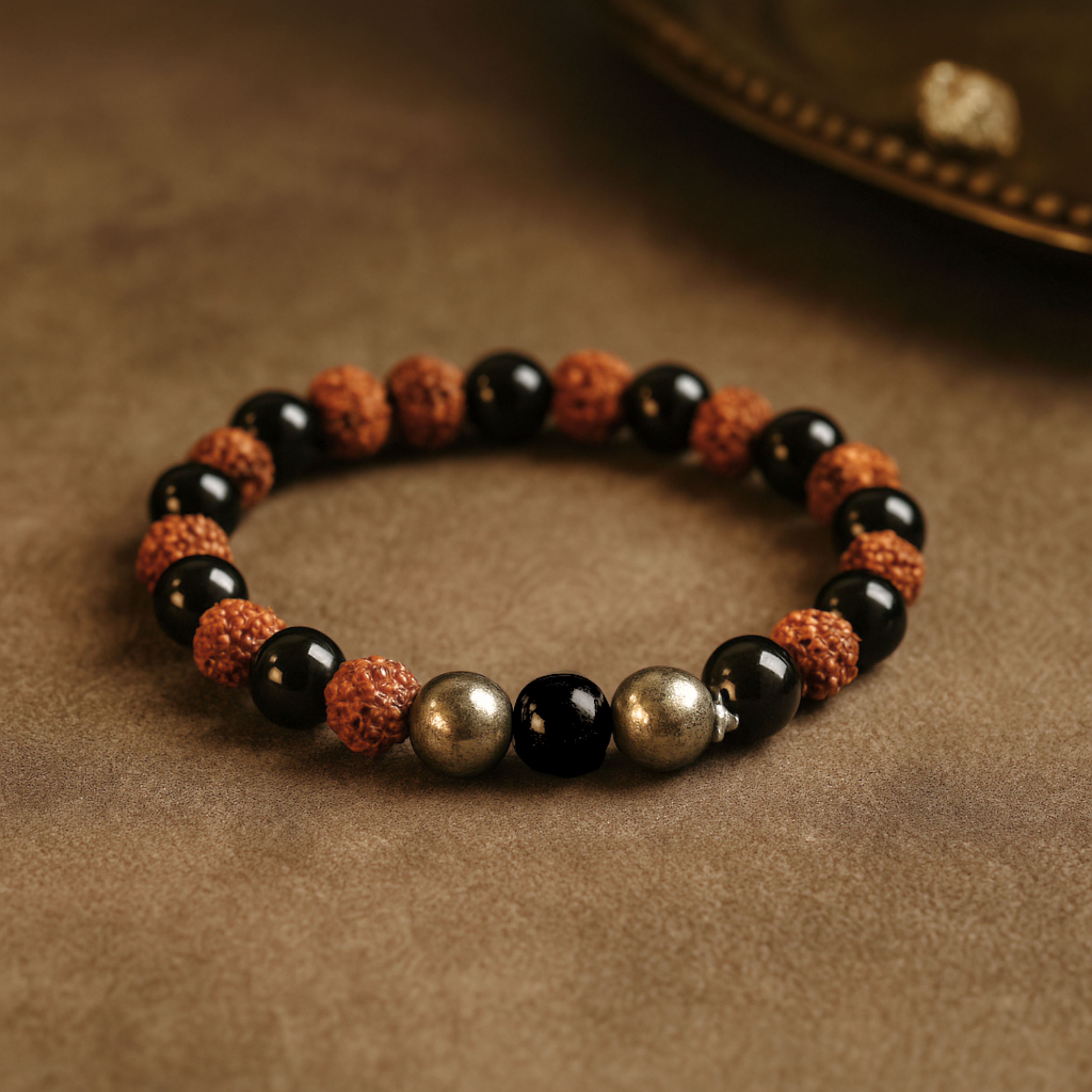 Om Rudraksha & Pyrite Spiritual Protection Bracelet