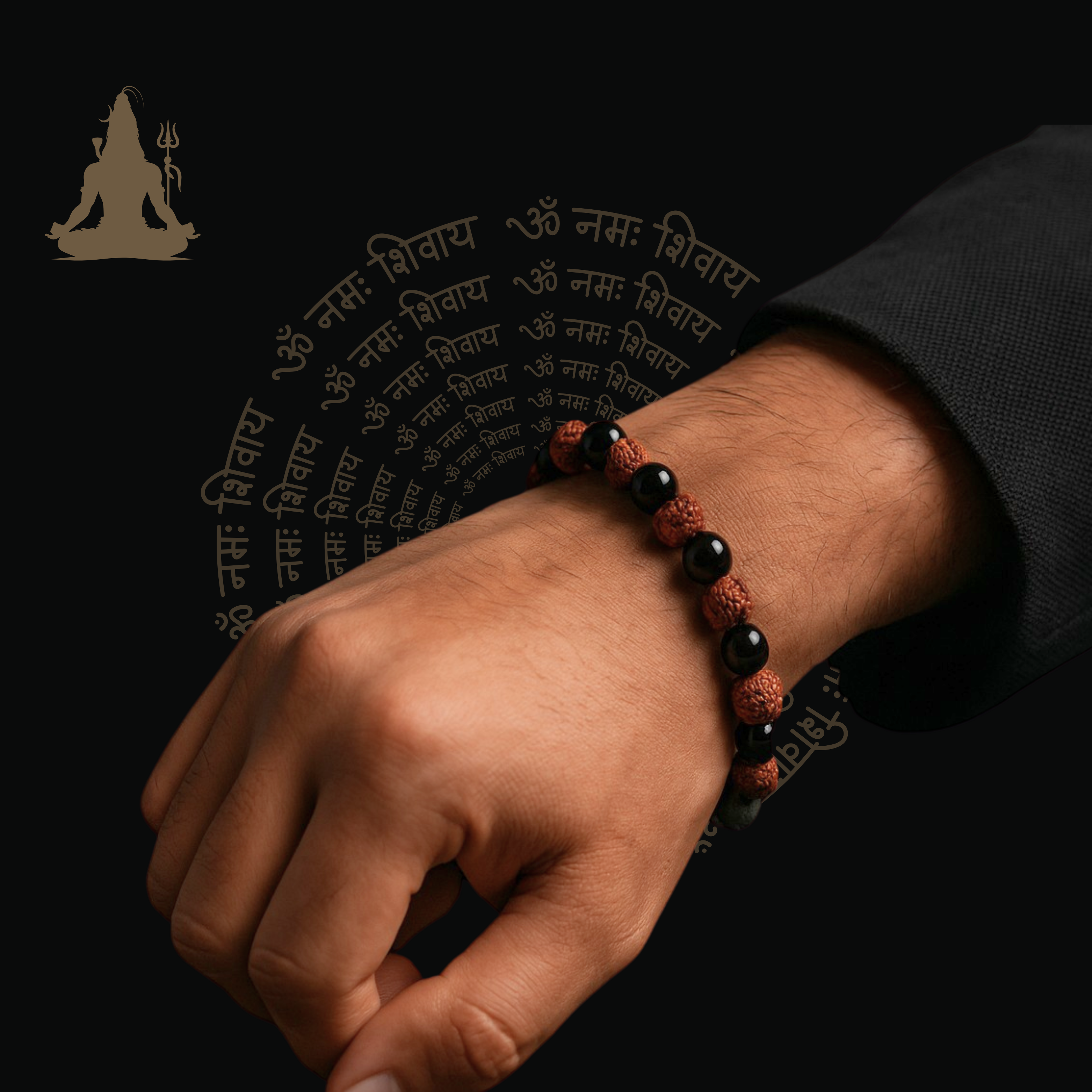 Om Rudraksha & Pyrite Spiritual Protection Bracelet