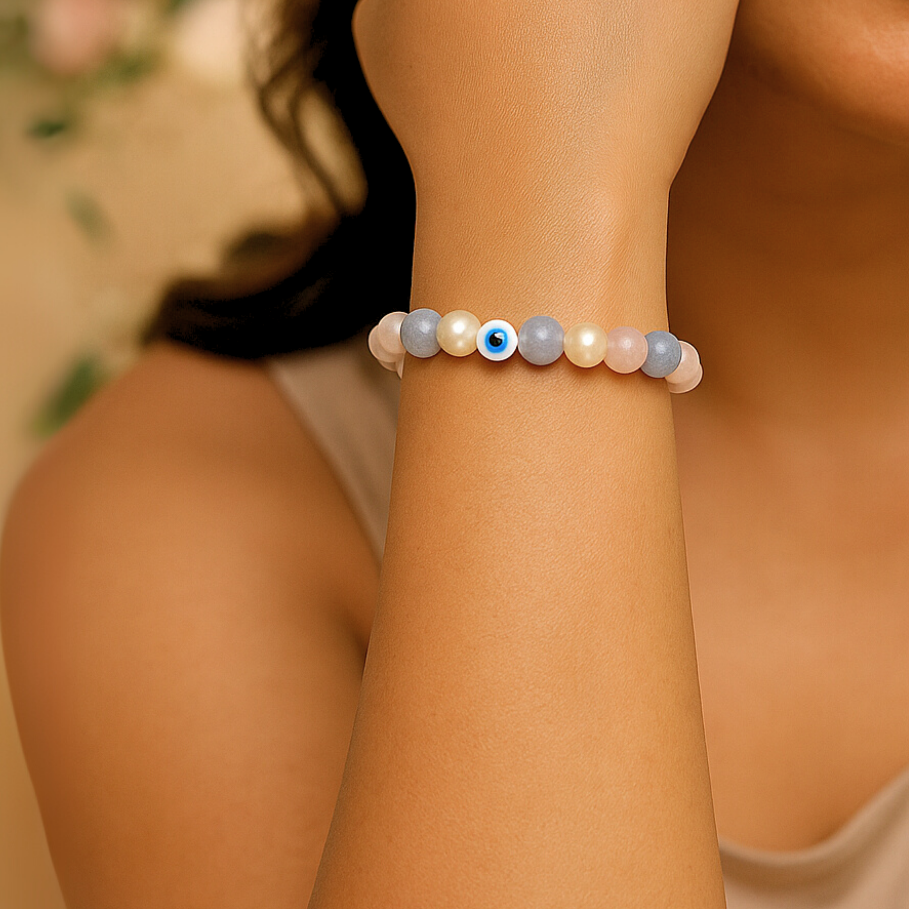 Peaceful Aura Evil Eye & Healing Stone Bracelet