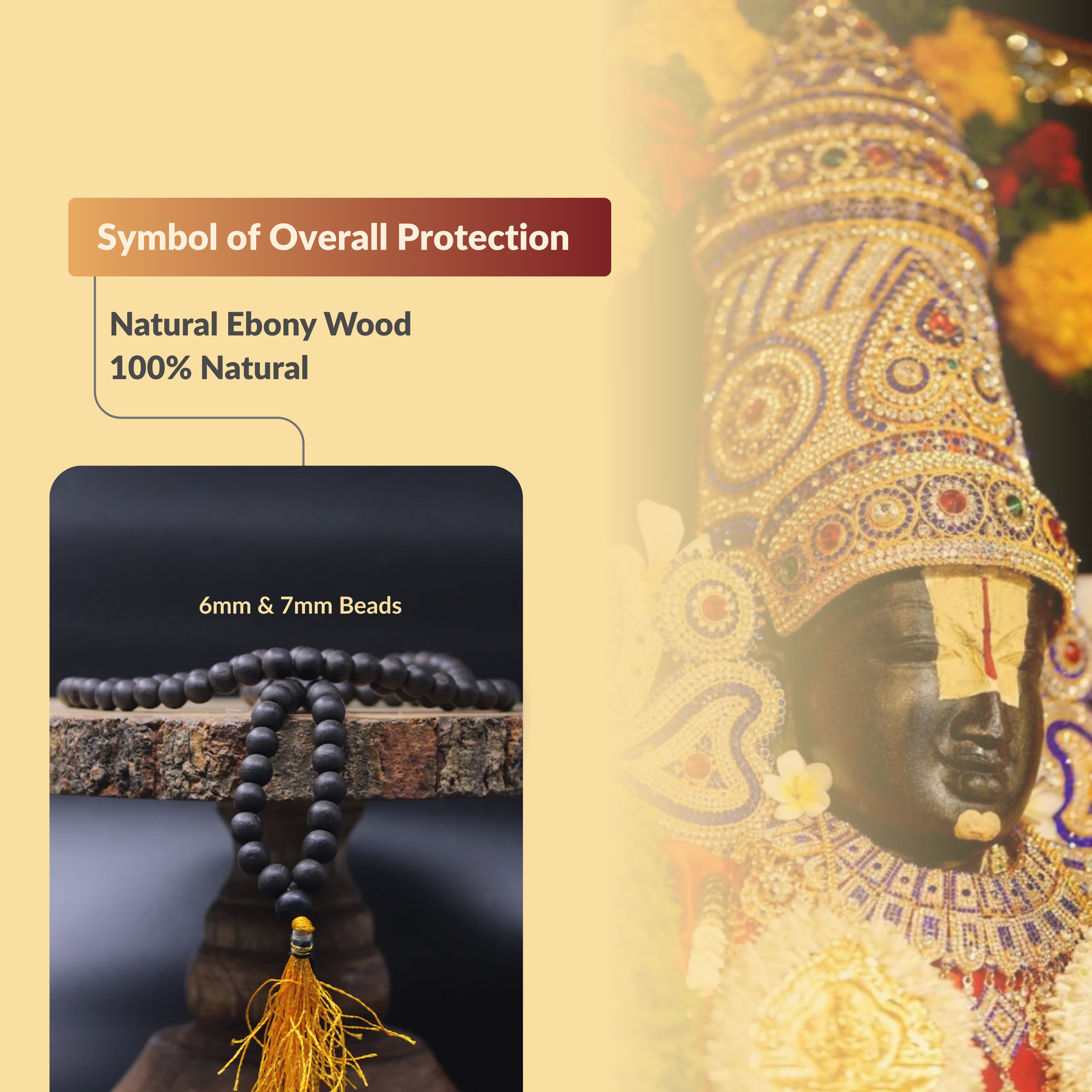 Original Karungali Malai 108-Beads Ebony Wood Lab Certification