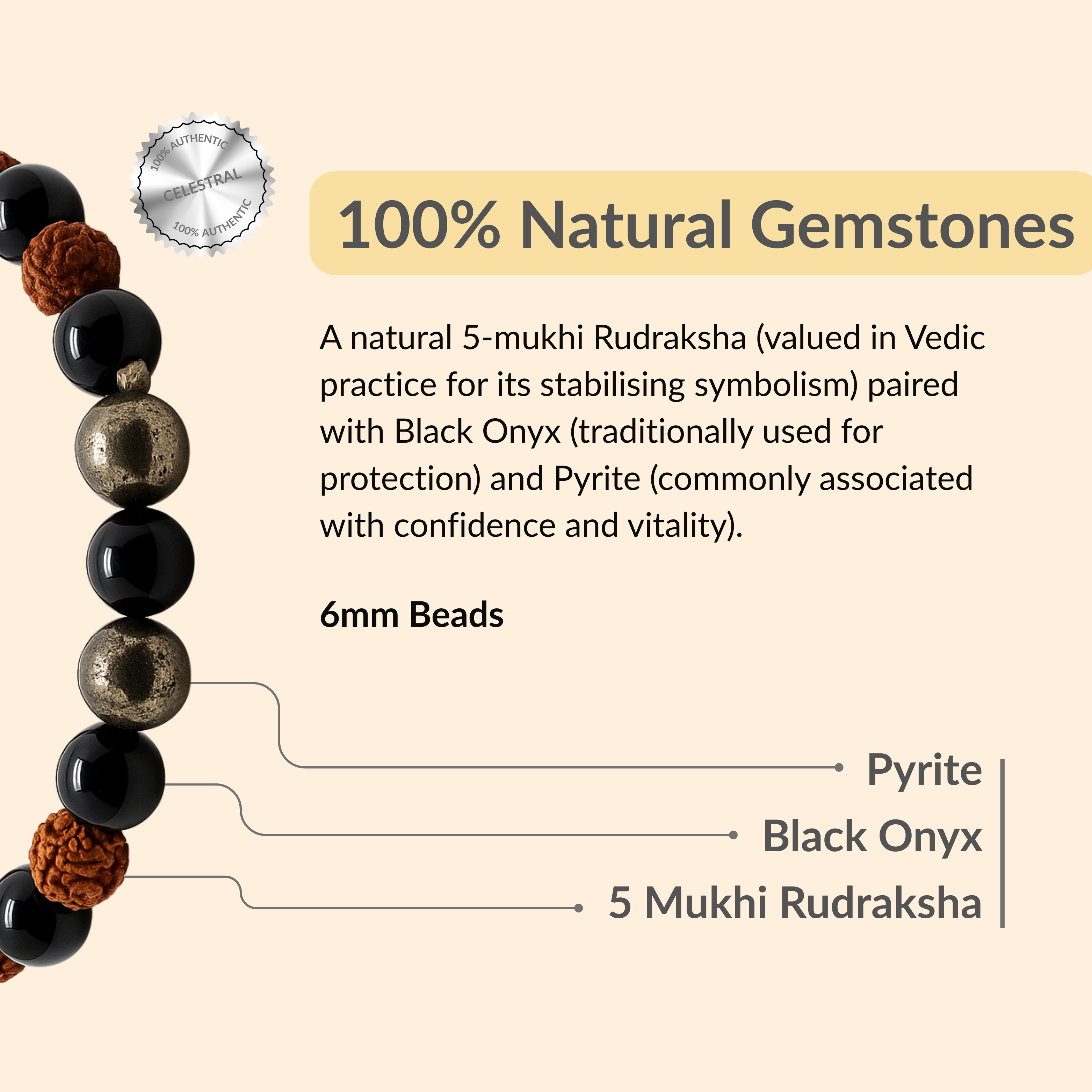 Om Rudraksha & Pyrite Spiritual Protection Bracelet