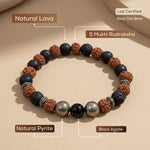 Natural Rudraksha Pyrite Bracelet