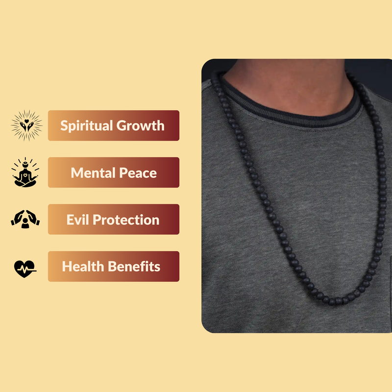 Original Karungali Malai (108+1-Beads) Ebony Wood Lab Certification (7mm)