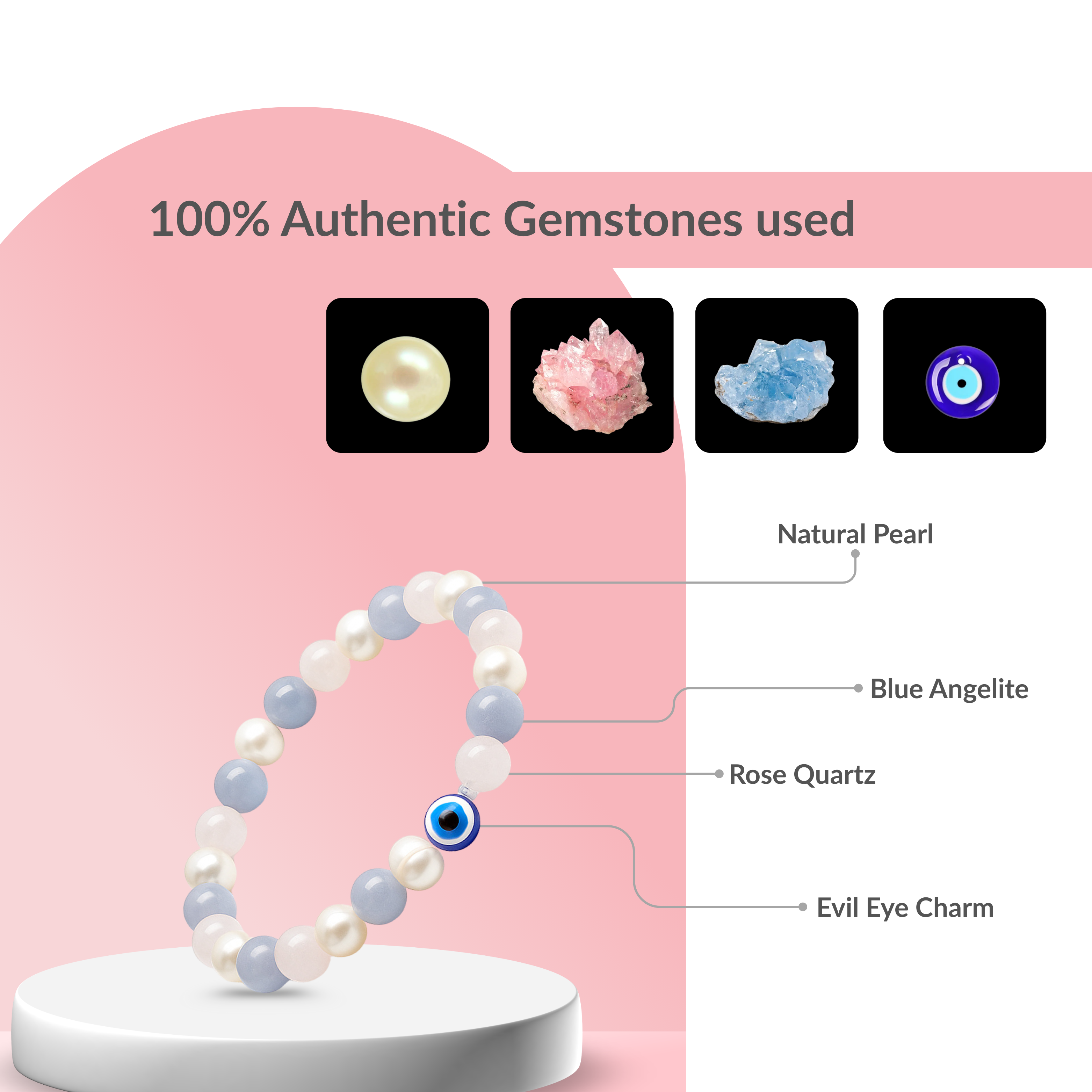 Peaceful Aura Evil Eye & Healing Stone Bracelet