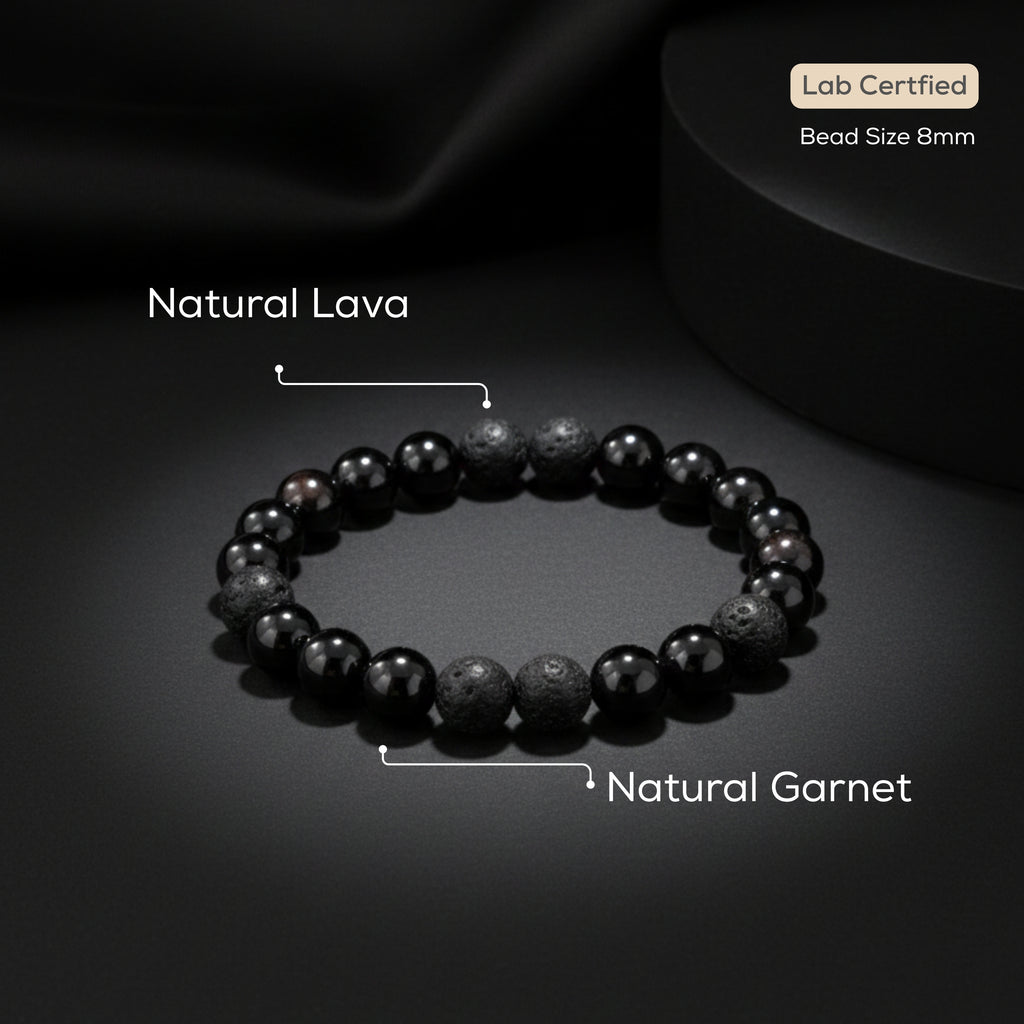 Natural Lava Garnet Bracelet