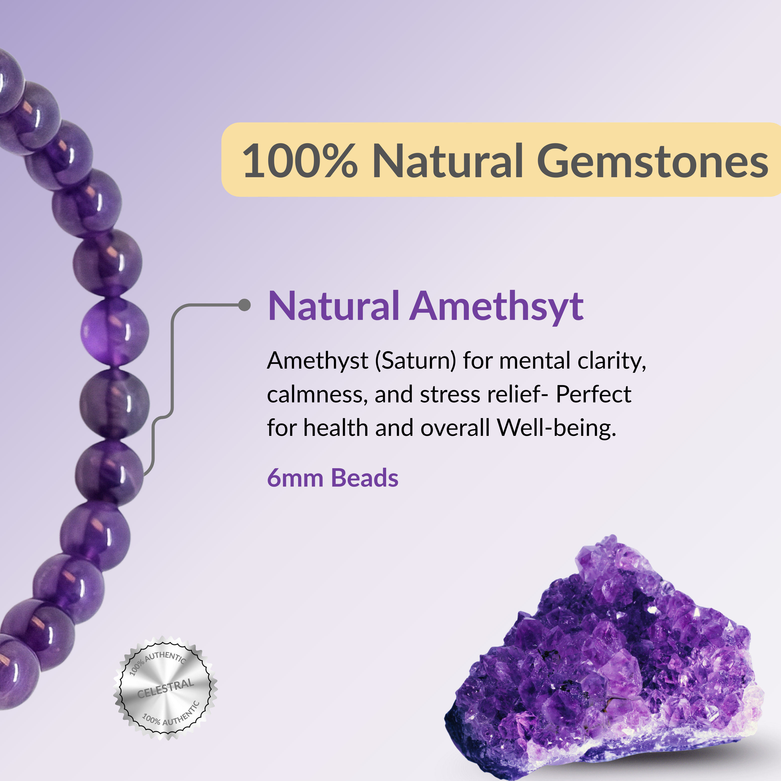 Amethyst Calm & Clarity Healing Bracelet