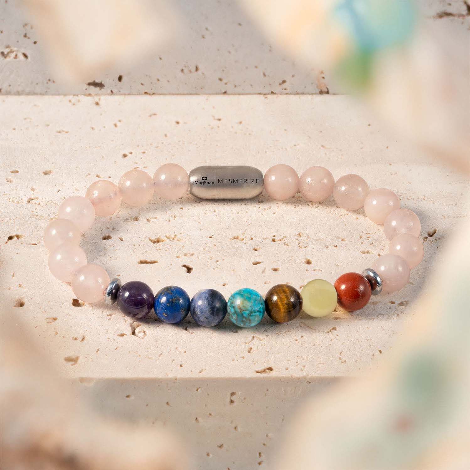 Celestral 7-Chakra Rose Quartz Harmony Bracelet